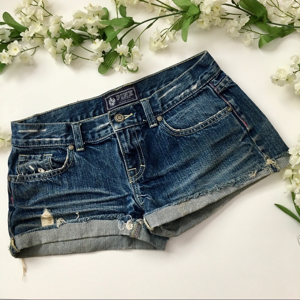 Victorias Secret PINK Distressed Denim Jean Shorts